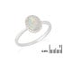 Ring mit ovalem Opal und Zirkonoxid, aus rhodiniertem Silber 925