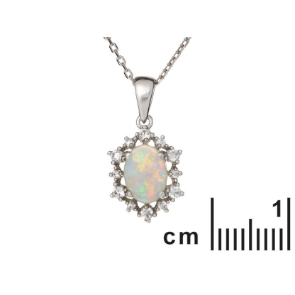 Colgante con ópalo y óxido de circonio, plata 925 rodiada, 1,3+0,5 cm