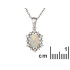 Pandantiv cu opal și oxid de zirconiu, argint 925 placat cu rodiu, 1,3+0,5 cm