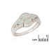 Bague avec opale navette et oxyde de zirconium, en argent rhodié 925