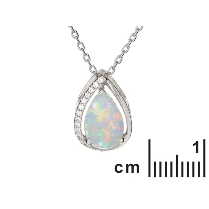 Colgante con ópalo y óxido de circonio, en plata 925 rodiada, altura 1,2 cm