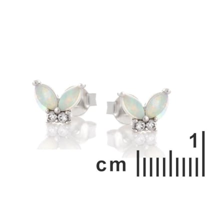 Opal ve zirkonyum oksitli küpeler, 925 rodyum kaplama gümüş