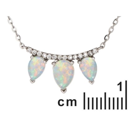 Collar con lanzadera de ópalo y óxido de circonio, plata 925 rodiada, 40 + 3 cm