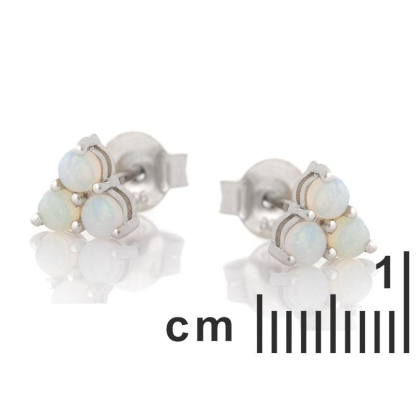 Orecchini con opale tondo e ossido di zirconio, in argento 925 rodiato