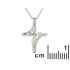 Pendentif croix avec opale et oxyde de zirconium, argent rhodié 925, 2,5 cm