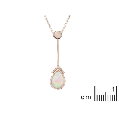 Anhänger mit Tropfen weißem Opal, aus 925er rhodiniertem Silber, Höhe 2,5 cm