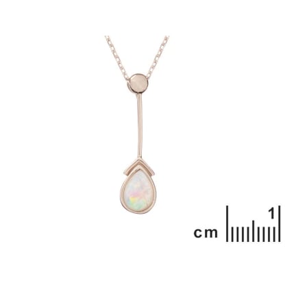 Pingente com gota opala branca, em prata 925 banhada a ródio, altura 2,5 cm