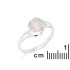 Inel cu opal natural oval alb australian, din argint 925 placat cu rodiu