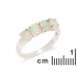 Anello con opale bianco naturale proveniente dall'Australia, rotondo, in argento 925 rodiato