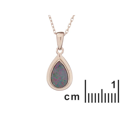 Pandantiv cu dublu opal albastru, din argint 925 rodiu, inaltime 1,2 cm
