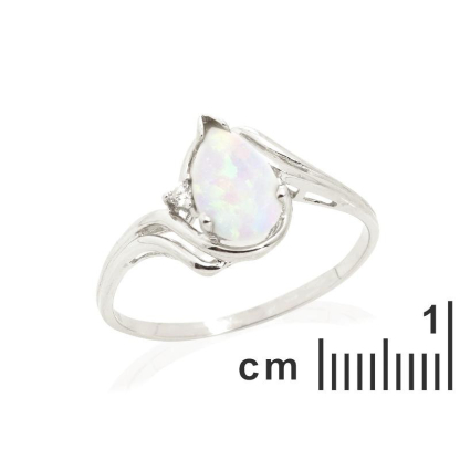 Anello con goccia di opale bianco naturale proveniente dall'Australia, in argento 925 rodiato