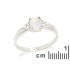 Ring with natural white opal from Australia oval, in rhodium silver 925
