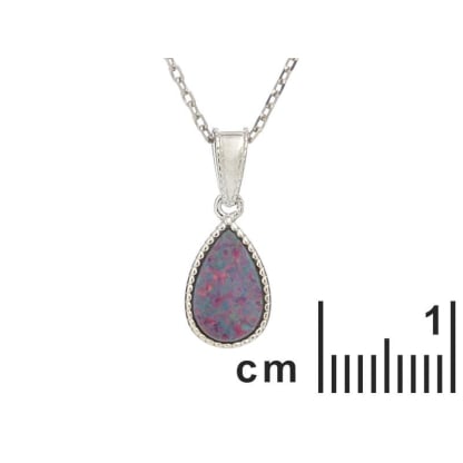 Colgante doblete con forma de gota de ópalo azul, plata 925 rodiada, altura 1+0,6 cm