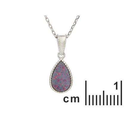 Pendente goccia doppietto opale blu, argento 925 rodiato, altezza 1+0,6 cm