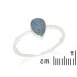Ring with blue opal doublet from Australia drop, in rhodium silver 925