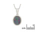 Anhänger mit Dublett blauer Opal, aus 925 rhodiniertem Silber, Höhe 1+0,6 cm