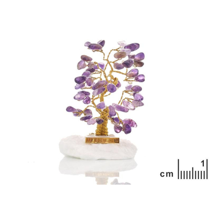 Arbre du bonheur de 8 cm avec améthyste et marbre grec