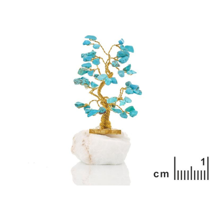 Arbre du bonheur de 8 cm avec turquoise et marbre grec