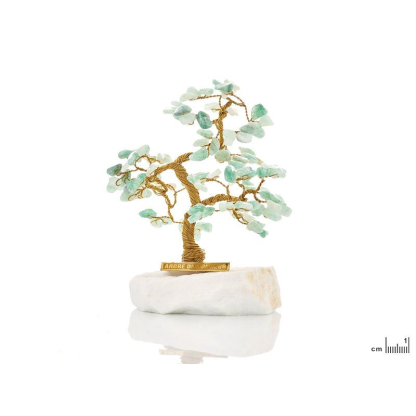 Arbre du bonheur 13 cm avec aventurine (105 pétales) et marbre grec