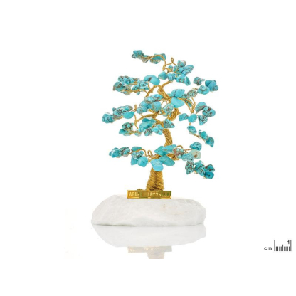 Arbre du bonheur 16-17 cm avec turquoise (95 pétales) et marbre grec