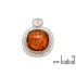 Hanger met vierkante cognac-amber, in 925 gerhodineerd zilver, hoogte 2,3+0,5 cm