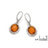 Pendientes con ámbar coñac natural ovalado, en plata 925 rodiada