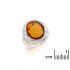 Anello con ambra cognac naturale del Mar Baltico ovale, realizzato in argento 925 rodiato