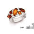 Anello con ambra cognac naturale del Mar Baltico, realizzato in argento 925 rodiato