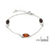 Bracelet with multi-colored amber navette, in 925 rhodium silver, length 17+3 cm