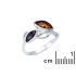 Anillo con ámbar multicolor del Mar Báltico, en plata 925 rodiada