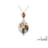 Anhänger mit mehrfarbigem Shuttle-Bernstein, aus 925er rhodiniertem Silber, Höhe 4,5 cm