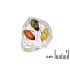 Bague avec ambre multicolore naturel de la mer Baltique, en argent rhodié 925