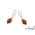 Orecchini con ambra naturale cognac, in argento 925 rodiato