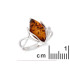 Ring with cognac amber from the Baltic Sea navette, in rhodium-plated silver 925