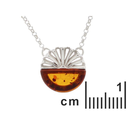 Collier avec ambre cognac, en argent rhodié 925, longueur 45 + 5 cm