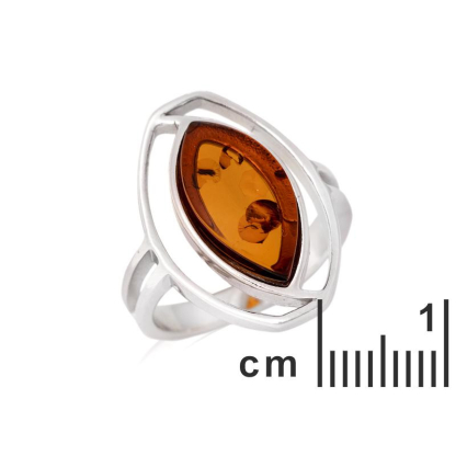 Bague avec ambre cognac naturel de la mer Baltique ovale, en argent rhodié 925