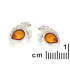 Boucles d'oreilles avec ambre cognac naturel, en argent rhodié 925