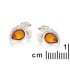Cercei cu chihlimbar natural cognac, din argint 925 placat cu rodiu