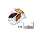 Bague avec ambre multicolore de la mer Baltique navette, en argent rhodié 925
