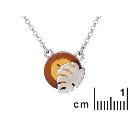 Collar con ámbar coñac, en plata 925 rodiada, longitud 42 + 3 cm