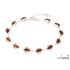 Bracelet avec ambre cognac navette, en argent rhodié 925, longueur 17+3 cm