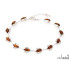Bracelet with cognac amber navette, in rhodium silver 925, length 17+3 cm