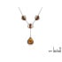 Collana con ambra cognac, in argento 925 rodiato, lunghezza 45+5 cm
