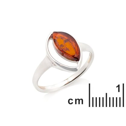 Ring mit natürlichem Cognac-Bernstein aus der Ostsee, gefertigt aus rhodiniertem Silber 925