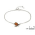Turtle bracelet with oval cognac amber, in 925 rhodium silver, length 17+3 cm