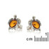Boucles d'oreilles tortue avec ambre cognac naturel, en argent vieilli 925