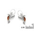 Boucles d'oreilles colibri avec ambre cognac naturel, en argent vieilli 925