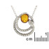 Snake necklace with cognac amber, in 925 rhodium silver, length 45 + 5 cm