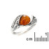 Ring with natural cognac amber from the Baltic Sea, in aged 925 silver