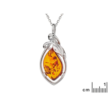 Hanger met natuurlijk cognac-amber uit de Baltische Zee-druppel, gerhodineerd zilver 925